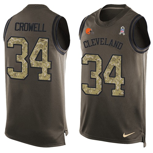 Men's Nike Cleveland Browns #34 Isaiah Crowell Limited Green Salute to Service Tank Top NFL Jersey