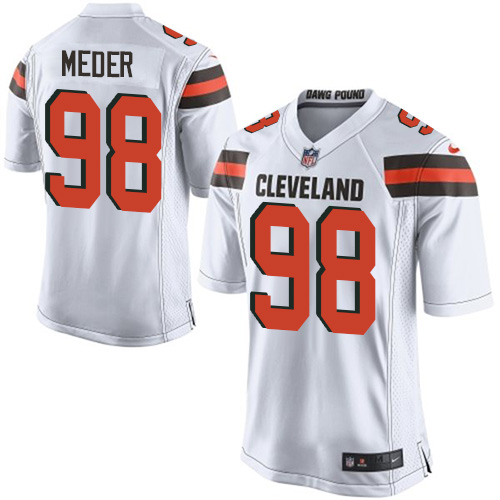 Men's Nike Cleveland Browns #98 Jamie Meder Game White NFL Jersey