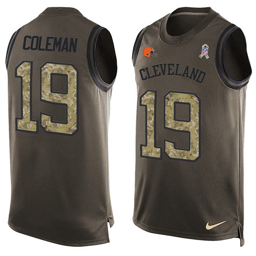 Men's Nike Cleveland Browns #19 Corey Coleman Limited Green Salute to Service Tank Top NFL Jersey