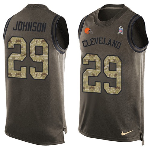 Men's Nike Cleveland Browns #29 Duke Johnson Limited Green Salute to Service Tank Top NFL Jersey