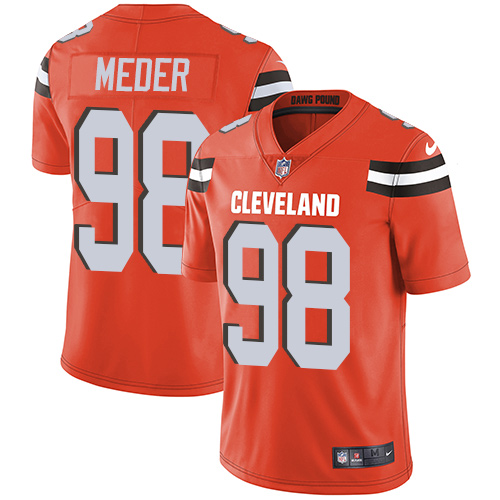 Men's Nike Cleveland Browns #98 Jamie Meder Orange Alternate Vapor Untouchable Limited Player NFL Jersey
