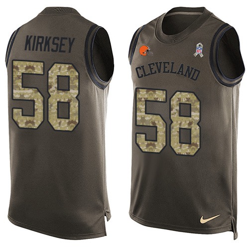 Men's Nike Cleveland Browns #58 Christian Kirksey Limited Green Salute to Service Tank Top NFL Jersey
