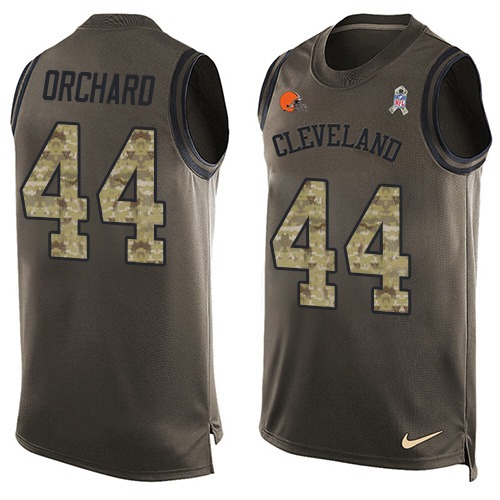 Men's Nike Cleveland Browns #44 Nate Orchard Limited Green Salute to Service Tank Top NFL Jersey