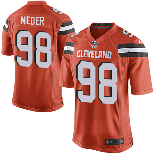 Men's Nike Cleveland Browns #98 Jamie Meder Game Orange Alternate NFL Jersey