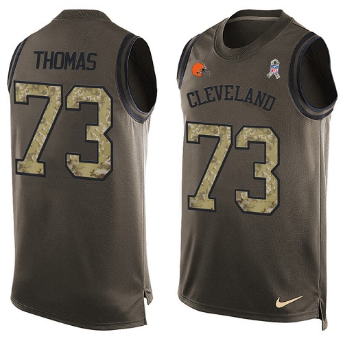 Men's Nike Cleveland Browns #73 Joe Thomas Limited Green Salute to Service Tank Top NFL Jersey
