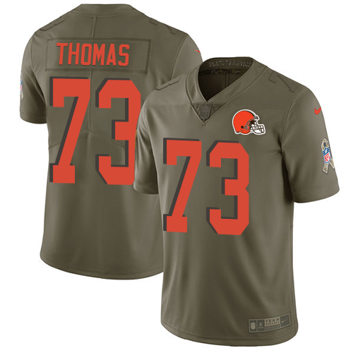 Men's Nike Cleveland Browns #73 Joe Thomas Limited Olive 2017 Salute to Service NFL Jersey