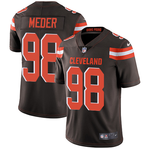 Youth Nike Cleveland Browns #98 Jamie Meder Brown Team Color Vapor Untouchable Limited Player NFL Jersey
