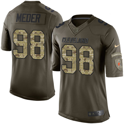 Youth Nike Cleveland Browns #98 Jamie Meder Elite Green Salute to Service NFL Jersey