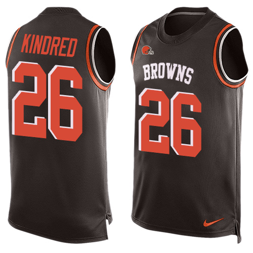 Men's Nike Cleveland Browns #26 Derrick Kindred Limited Brown Player Name & Number Tank Top NFL Jersey