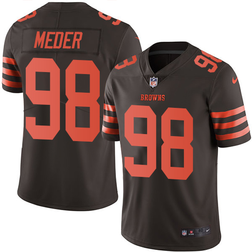 Men's Nike Cleveland Browns #98 Jamie Meder Elite Brown Rush Vapor Untouchable NFL Jersey