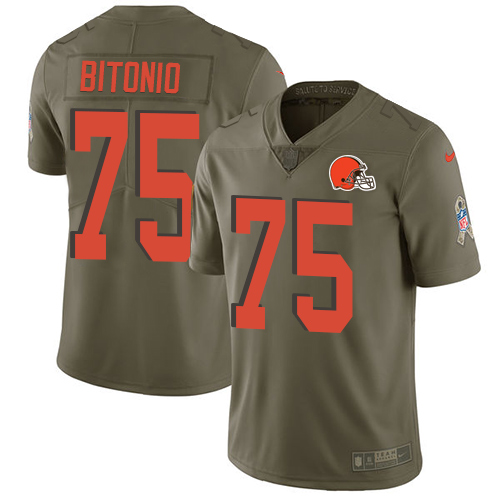 Men's Nike Cleveland Browns #75 Joel Bitonio Limited Olive 2017 Salute to Service NFL Jersey