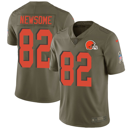 Men's Nike Cleveland Browns #82 Ozzie Newsome Limited Olive 2017 Salute to Service NFL Jersey