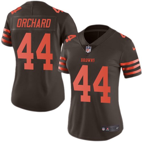 Women's Nike Cleveland Browns #44 Nate Orchard Limited Brown Rush Vapor Untouchable NFL Jersey