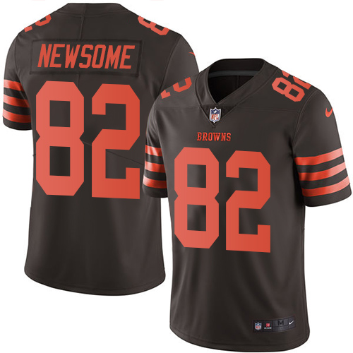 Men's Nike Cleveland Browns #82 Ozzie Newsome Limited Brown Rush Vapor Untouchable NFL Jersey