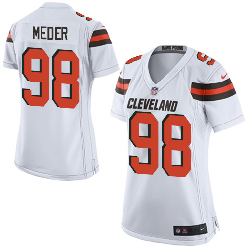 Women's Nike Cleveland Browns #98 Jamie Meder Game White NFL Jersey