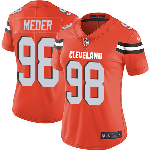 Women's Nike Cleveland Browns #98 Jamie Meder Orange Alternate Vapor Untouchable Elite Player NFL Jersey