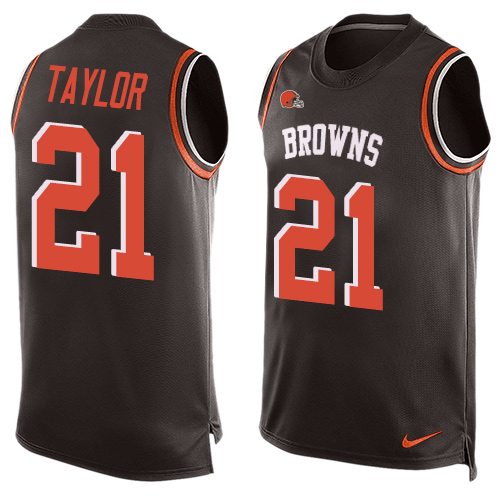 Men's Nike Cleveland Browns #21 Jamar Taylor Limited Brown Player Name & Number Tank Top NFL Jersey
