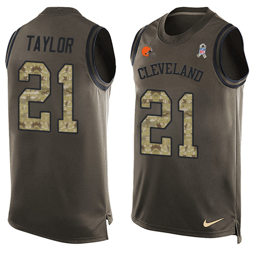 Men's Nike Cleveland Browns #21 Jamar Taylor Limited Green Salute to Service Tank Top NFL Jersey
