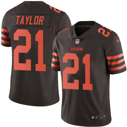 Men's Nike Cleveland Browns #21 Jamar Taylor Elite Brown Rush Vapor Untouchable NFL Jersey