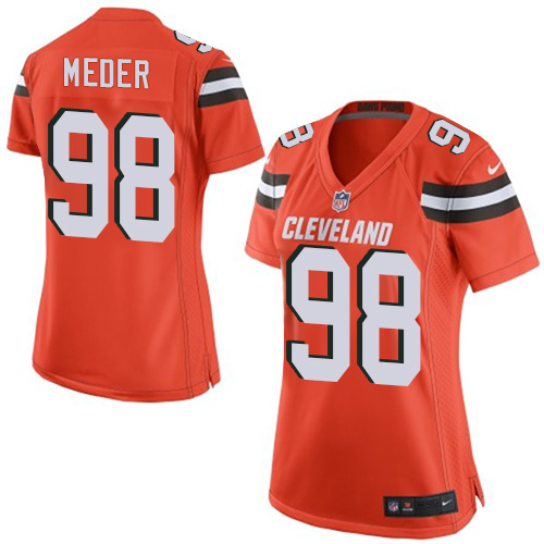 Women's Nike Cleveland Browns #98 Jamie Meder Game Orange Alternate NFL Jersey
