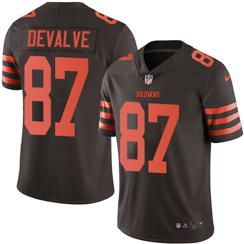 Men's Nike Cleveland Browns #87 Seth DeValve Elite Brown Rush Vapor Untouchable NFL Jersey