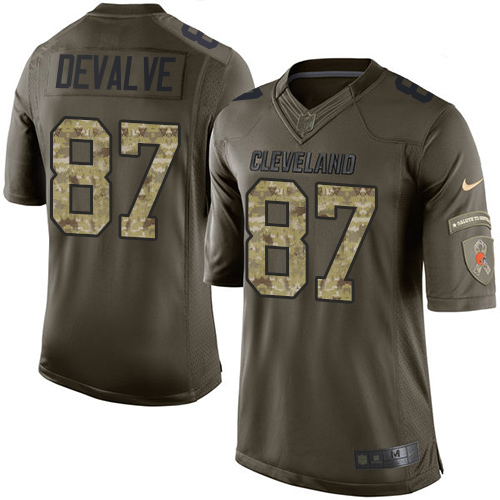 Men's Nike Cleveland Browns #87 Seth DeValve Elite Green Salute to Service NFL Jersey