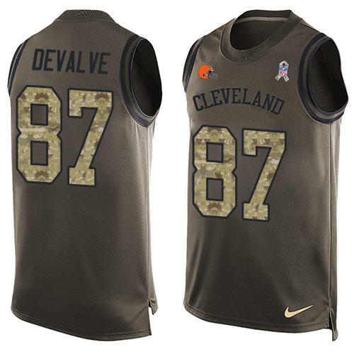 Men's Nike Cleveland Browns #87 Seth DeValve Limited Green Salute to Service Tank Top NFL Jersey