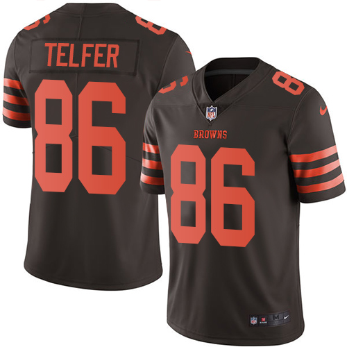Men's Nike Cleveland Browns #86 Randall Telfer Limited Brown Rush Vapor Untouchable NFL Jersey
