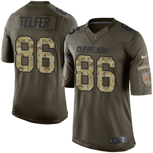 Men's Nike Cleveland Browns #86 Randall Telfer Elite Green Salute to Service NFL Jersey
