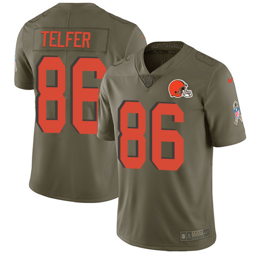 Youth Nike Cleveland Browns #86 Randall Telfer Limited Olive 2017 Salute to Service NFL Jersey