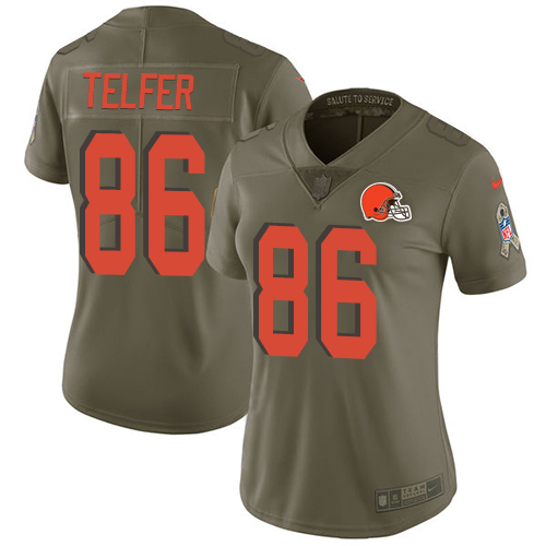 Women's Nike Cleveland Browns #86 Randall Telfer Limited Olive 2017 Salute to Service NFL Jersey