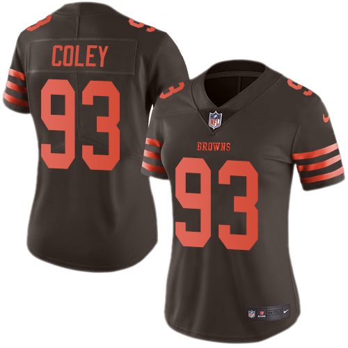 Women's Nike Cleveland Browns #93 Trevon Coley Limited Brown Rush Vapor Untouchable NFL Jersey