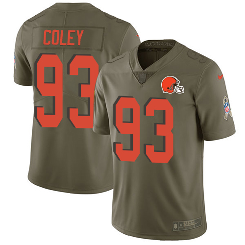 Men's Nike Cleveland Browns #93 Trevon Coley Limited Olive 2017 Salute to Service NFL Jersey
