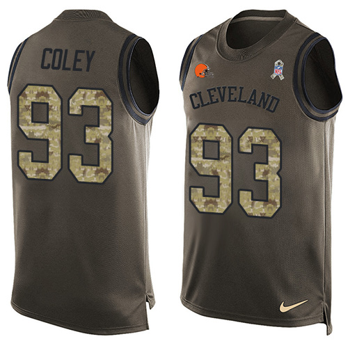 Men's Nike Cleveland Browns #93 Trevon Coley Limited Green Salute to Service Tank Top NFL Jersey