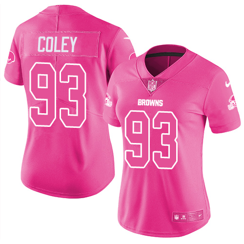 Women's Nike Cleveland Browns #93 Trevon Coley Limited Pink Rush Fashion NFL Jersey