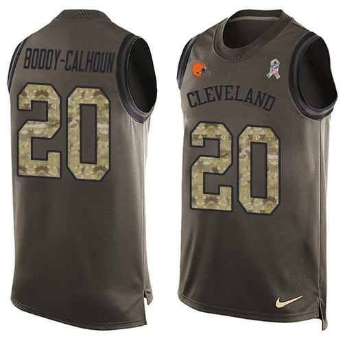 Men's Nike Cleveland Browns #20 Briean Boddy-Calhoun Limited Green Salute to Service Tank Top NFL Jersey
