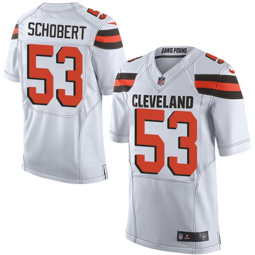 Men's Nike Cleveland Browns #53 Joe Schobert Elite White NFL Jersey