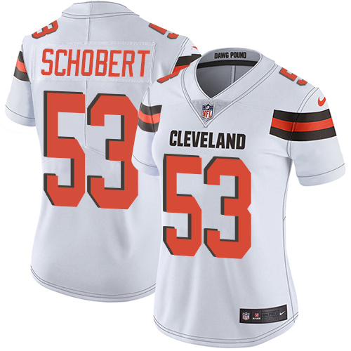 Women's Nike Cleveland Browns #53 Joe Schobert White Vapor Untouchable Limited Player NFL Jersey