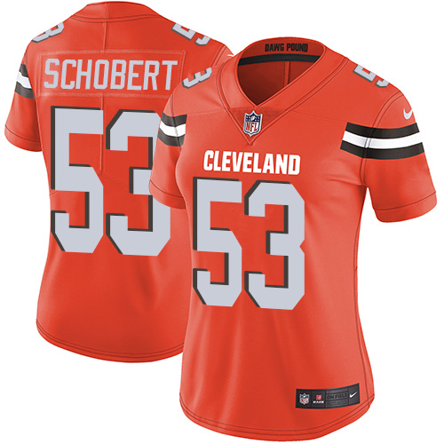 Women's Nike Cleveland Browns #53 Joe Schobert Orange Alternate Vapor Untouchable Limited Player NFL Jersey