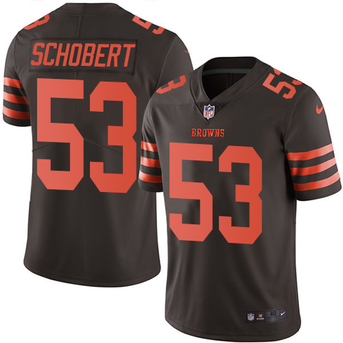 Men's Nike Cleveland Browns #53 Joe Schobert Elite Brown Rush Vapor Untouchable NFL Jersey