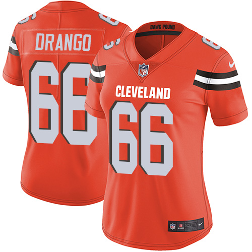 Women's Nike Cleveland Browns #66 Spencer Drango Orange Alternate Vapor Untouchable Elite Player NFL Jersey