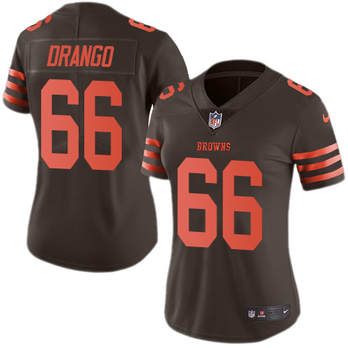 Women's Nike Cleveland Browns #66 Spencer Drango Limited Brown Rush Vapor Untouchable NFL Jersey
