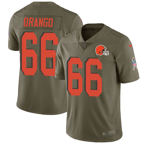 Men's Nike Cleveland Browns #66 Spencer Drango Limited Olive 2017 Salute to Service NFL Jersey