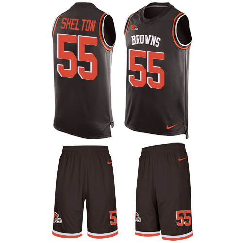 Men's Nike Cleveland Browns #55 Danny Shelton Limited Brown Tank Top Suit NFL Jersey