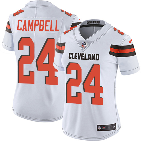 Women's Nike Cleveland Browns #24 Ibraheim Campbell White Vapor Untouchable Limited Player NFL Jersey