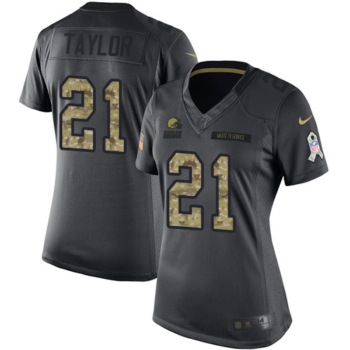 Women's Nike Cleveland Browns #21 Jamar Taylor Limited Black 2016 Salute to Service NFL Jersey