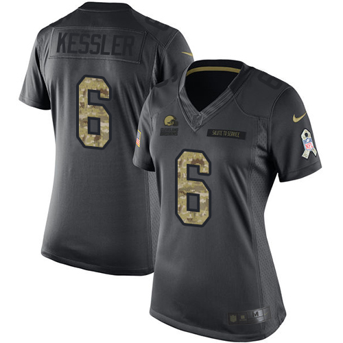 Women's Nike Cleveland Browns #6 Cody Kessler Limited Black 2016 Salute to Service NFL Jersey