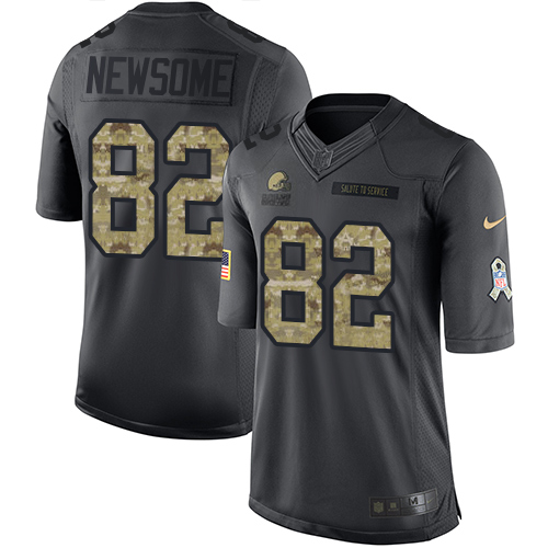 Men's Nike Cleveland Browns #82 Ozzie Newsome Limited Black 2016 Salute to Service NFL Jersey