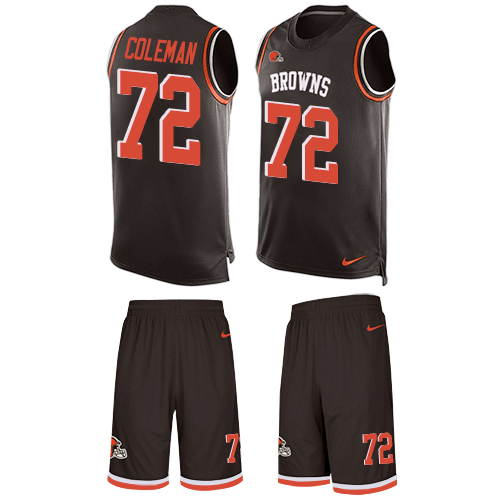 Men's Nike Cleveland Browns #72 Shon Coleman Limited Brown Tank Top Suit NFL Jersey