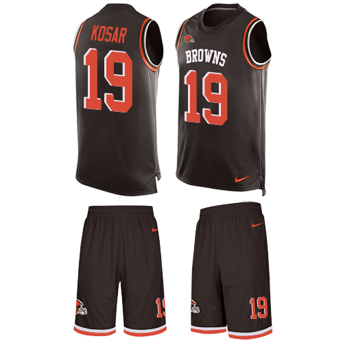 Men's Nike Cleveland Browns #19 Bernie Kosar Limited Brown Tank Top Suit NFL Jersey